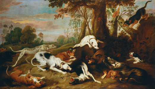 A Boar Hunt, 1653 (oil on canvas)