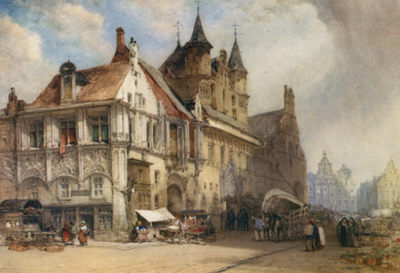 The Market-Place, Malines, 1884 (colour litho)