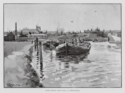 River Brent and Canal at Brentford (litho)