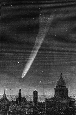 The great comet seen in Paris October 17, 1882, engraving by P. Fouche