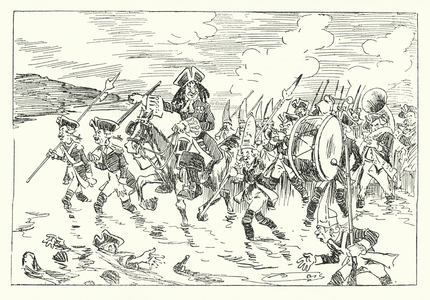 1st July 1690, William III at the battle of the Boyne (litho)