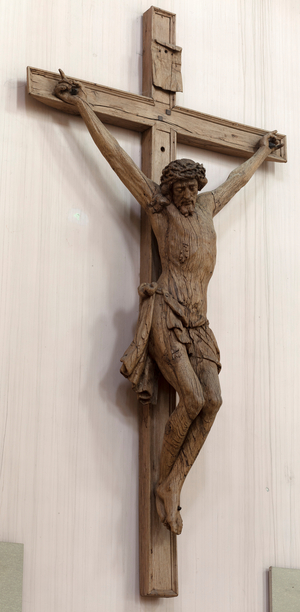 Parish church (Parochiekerk Sint-Eligius). Crucifix. 17th century (wood)