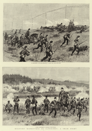 Military Manoeuvres at Aldershot, a Sham Fight (engraving)