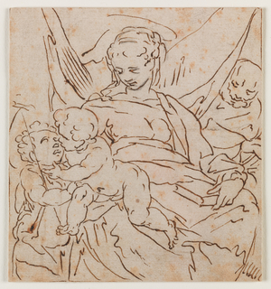 The Holy Family with St. John (ink on paper)