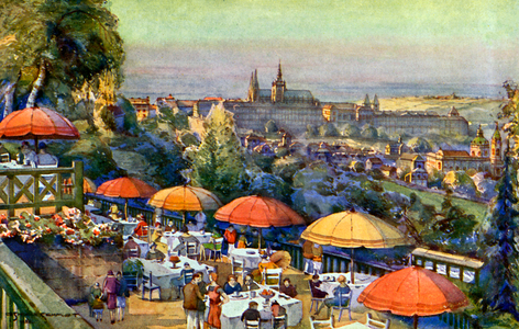 Prague: Café terrace at Nebozízek, 1934 (postcard)