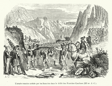 L'armee romaine arretee par les Samnites dans le defile des Fourches Caudines (engraving)