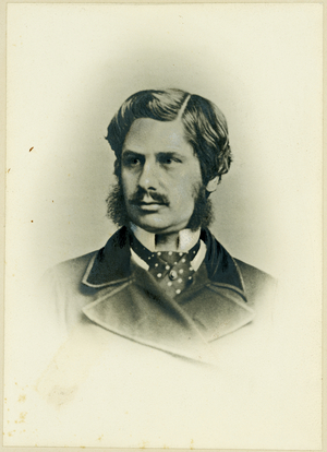 Portrait of General Pitt-Rivers, wearing frock coat and cravat, 1860s-70s (albumen print)