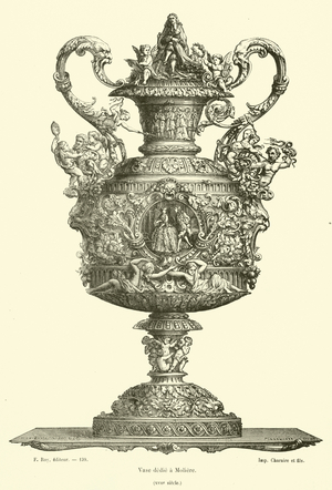 Vase dedie a Moliere, XVIIe siecle (engraving)