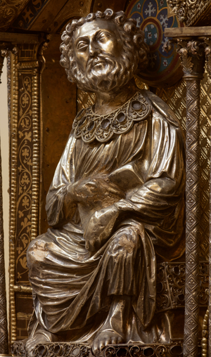 Parish church (Église Saint-Sébastien). Reliqauary (La châsse de saint Remacle). Detail. 1268 (photo)