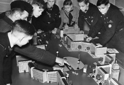 Traffic education in the school, 1930s (b/w photo)