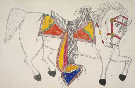 White horse with accoutrements