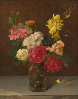 Flowers in a Cut Glass Vase, 185[?] (oil on canvas)