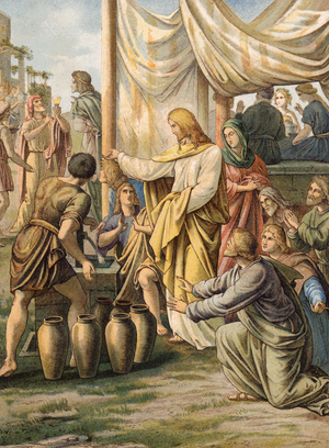 The wedding in Cana (colour litho)