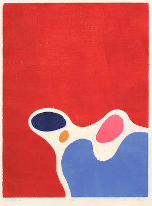 Blue Intervention, 1966 (colour woodcut)