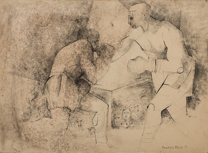 Boxing match, 1960 (Indian ink on paper)