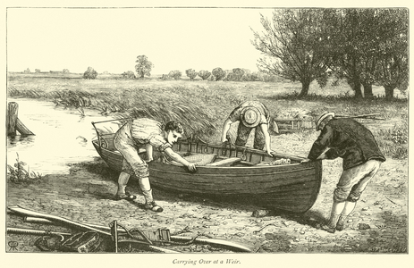 Carrying Over at a Weir (engraving)