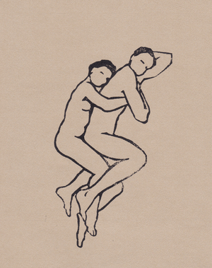 Spooning I, 1993 (linocut)
