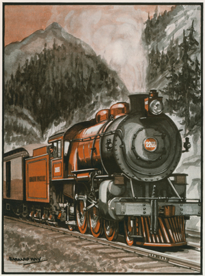 United States of America, Transcontinental Train, Chicago to San Francisco (colour litho)