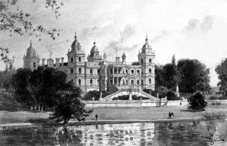 Ferrieres castle, France, built by James de Rothschild, 1855, engraving
