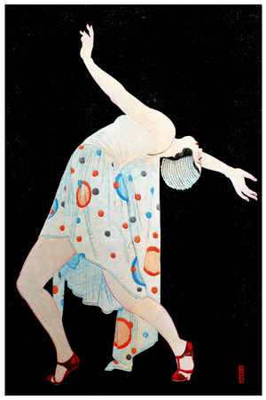 Art Deco 'Moga' or 'Modern Girl' Dancing, 1932 (colour woodblock print)