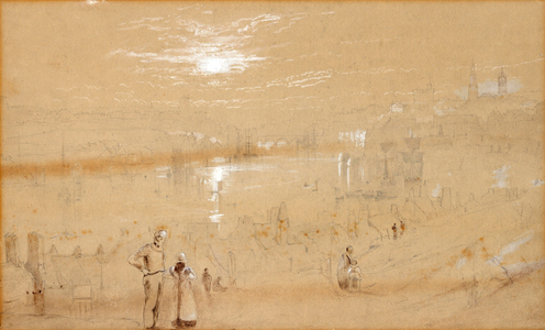 Newcastle from St Anne's (watercolour & pencil on paper)