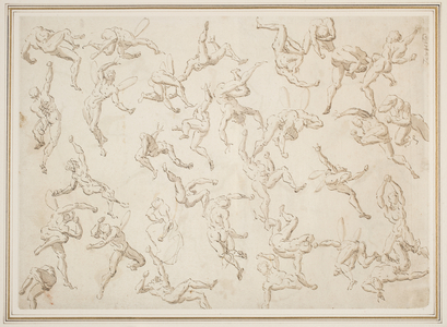 Sheet Of Figure Studies (brown ink applied with pen with wash on cream laid paper)