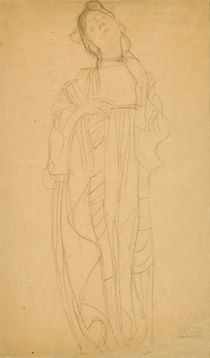 Study for the figure of "Lex" in the painting "Jurisprudence", c.1903 (black chalk on paper)