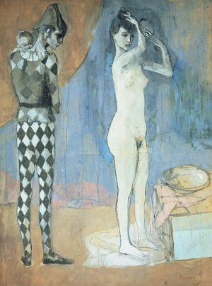 Family of a Harlequin, 1905 (gouache, india ink & collage on board)