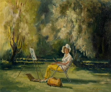 Mrs Constance Male, 1975 (oil on canvas board)