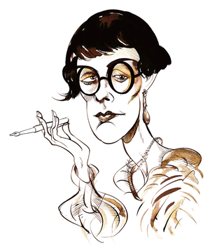 Sylvia Townsend Warner - caricature holding pen