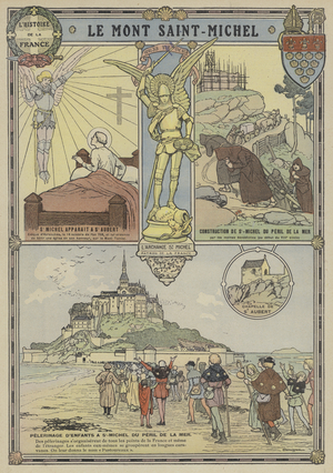 Mont St Michel, Normandy (colour litho)