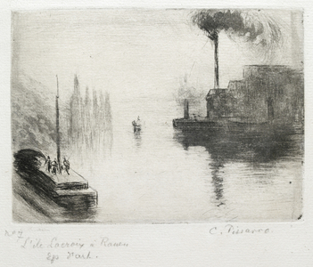 L'Ile Lacroix, à Rouen, 1883 (drypoint, etching, metal brush and open bite)