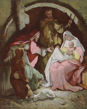 The Wise Men finding the Infant Jesus (colour litho)