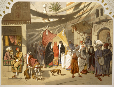 The Marriage of an Arab in Cairo, 1860 (colour litho)