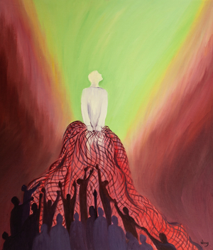 At the Mass, like a fisherman, Jesus draws up into His Kingdom those who love Him, 2001 (oil on board)