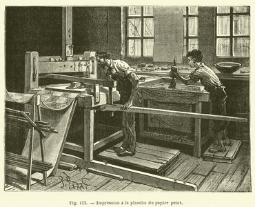 Impression a la planche du papier peint (engraving)