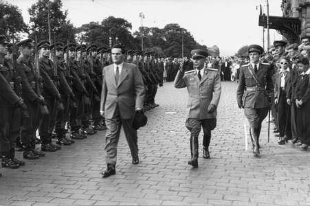 Czechoslovak Prime Minister Vilem Siroky inspecting troops in Prague …, 1956 (photo)