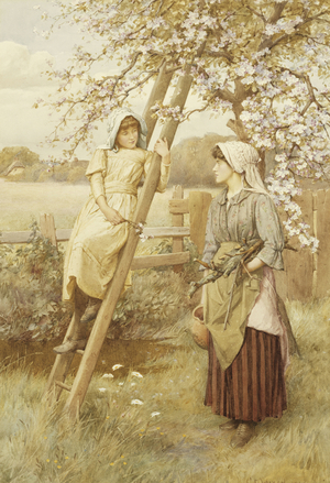 A Bit of Gossip, 1903 (pencil and watercolour)