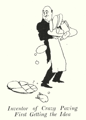 Inventor of Crazy Paving First Getting the Idea (litho)