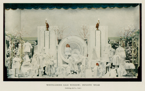 White-Goods Sale Window, Infants' Wear, Selfridge and Co, Ltd (photo)