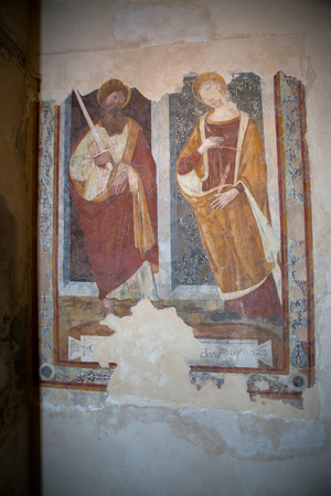 Fresco in the Church of Santa Croce, Populonia Alta, Piombino, Tuscany, Italy (photo)