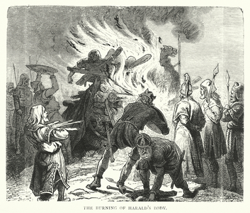 The burning of Harald's body (engraving)