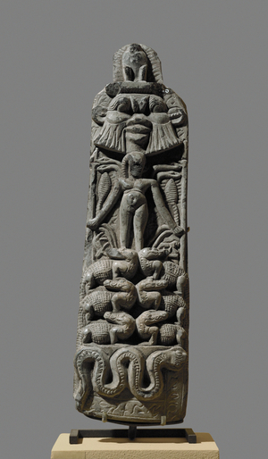 Stele showing the God Horus standing on crocodiles …