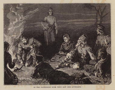 In the gathering dusk they saw her approach (engraving)