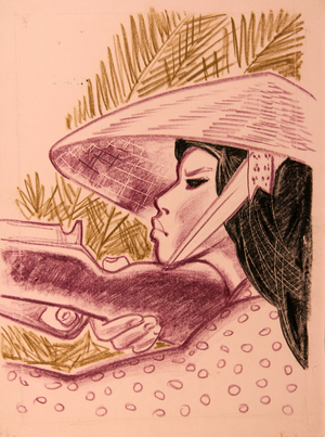 Vietnamese Soldier, 1967 (pastel on paper)