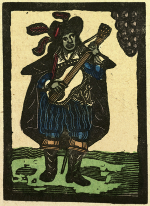 Illustration of English Tales Folk Tales and Ballads. Musician