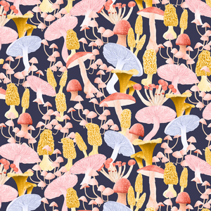 Mushroom medley pattern dark, 2022 (graphite pencil & digital)