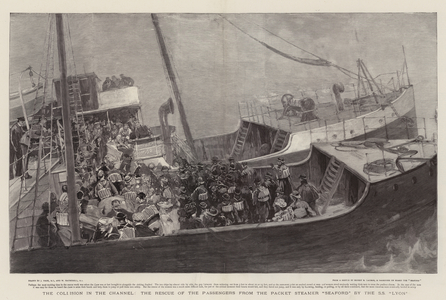 The Collision in the Channel, the Rescue of the Passengers from the Packet Steamer "Seaford" by the SS "Lyon" (engraving)