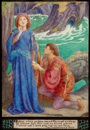 Aurelius and Dorigen (pencil & watercolour)
