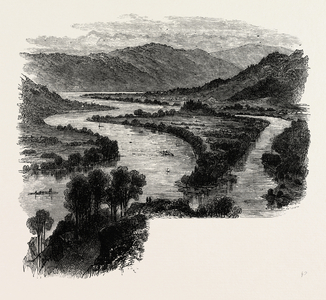 View on the Susquehanna,USA, 1870s Engraving